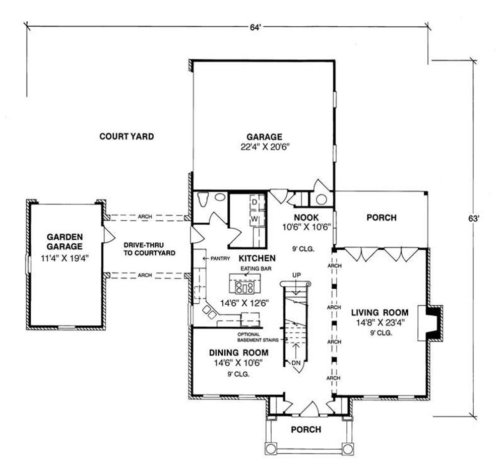Floor Plan First Story of Colonial Plan #178-1007